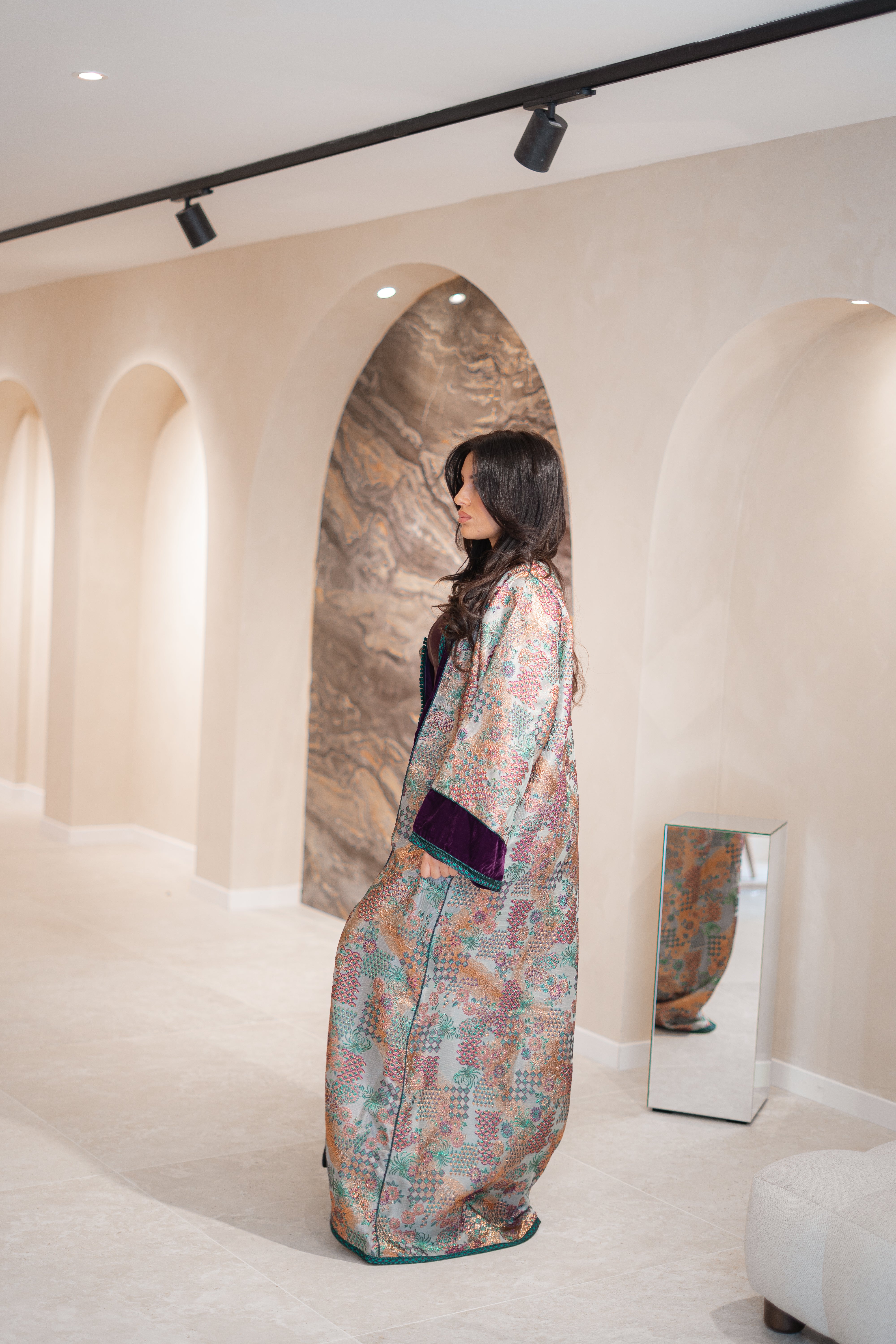 Kimono Imani en velours de soie et brocart