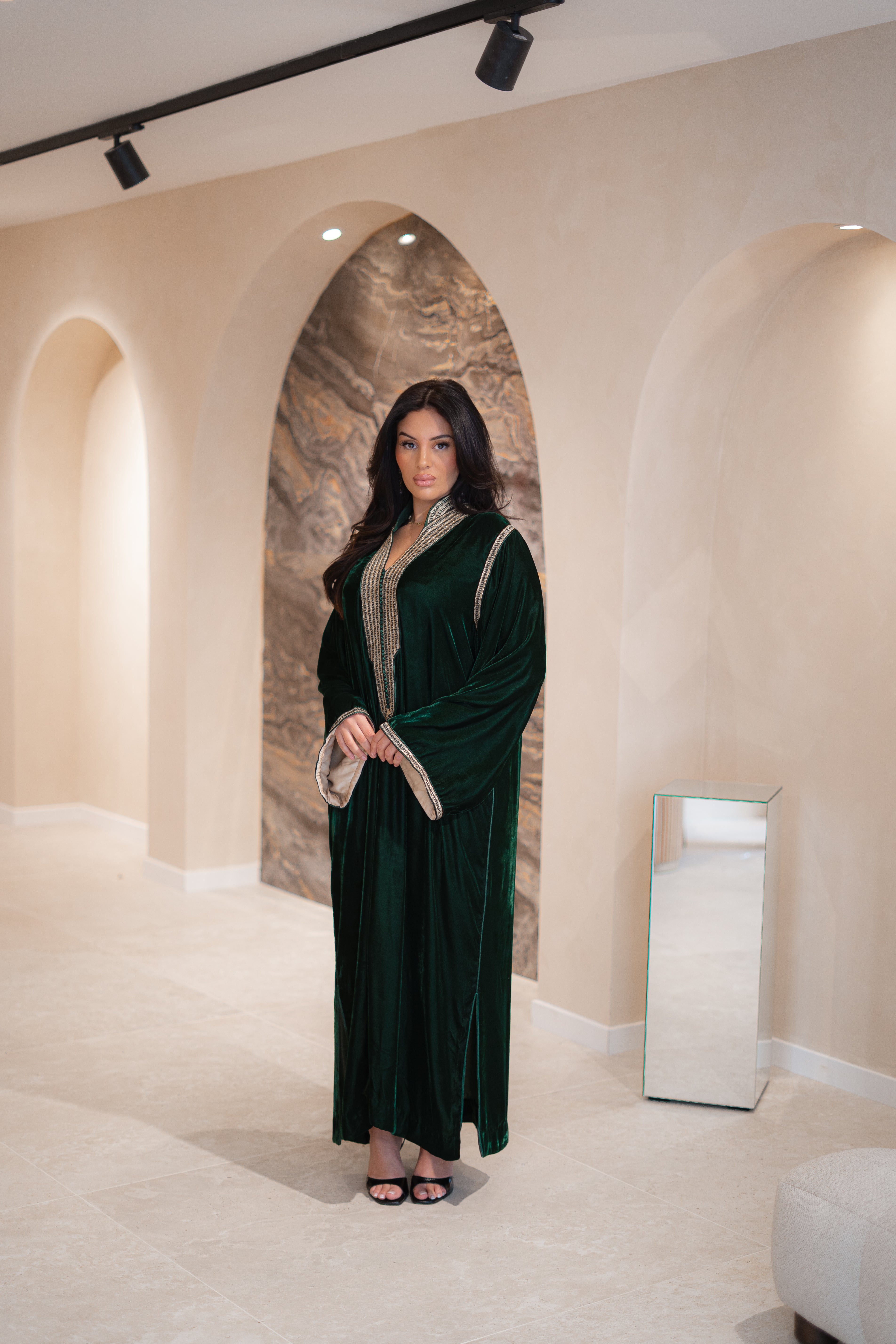 Gandoura Ismahane en velours de soie