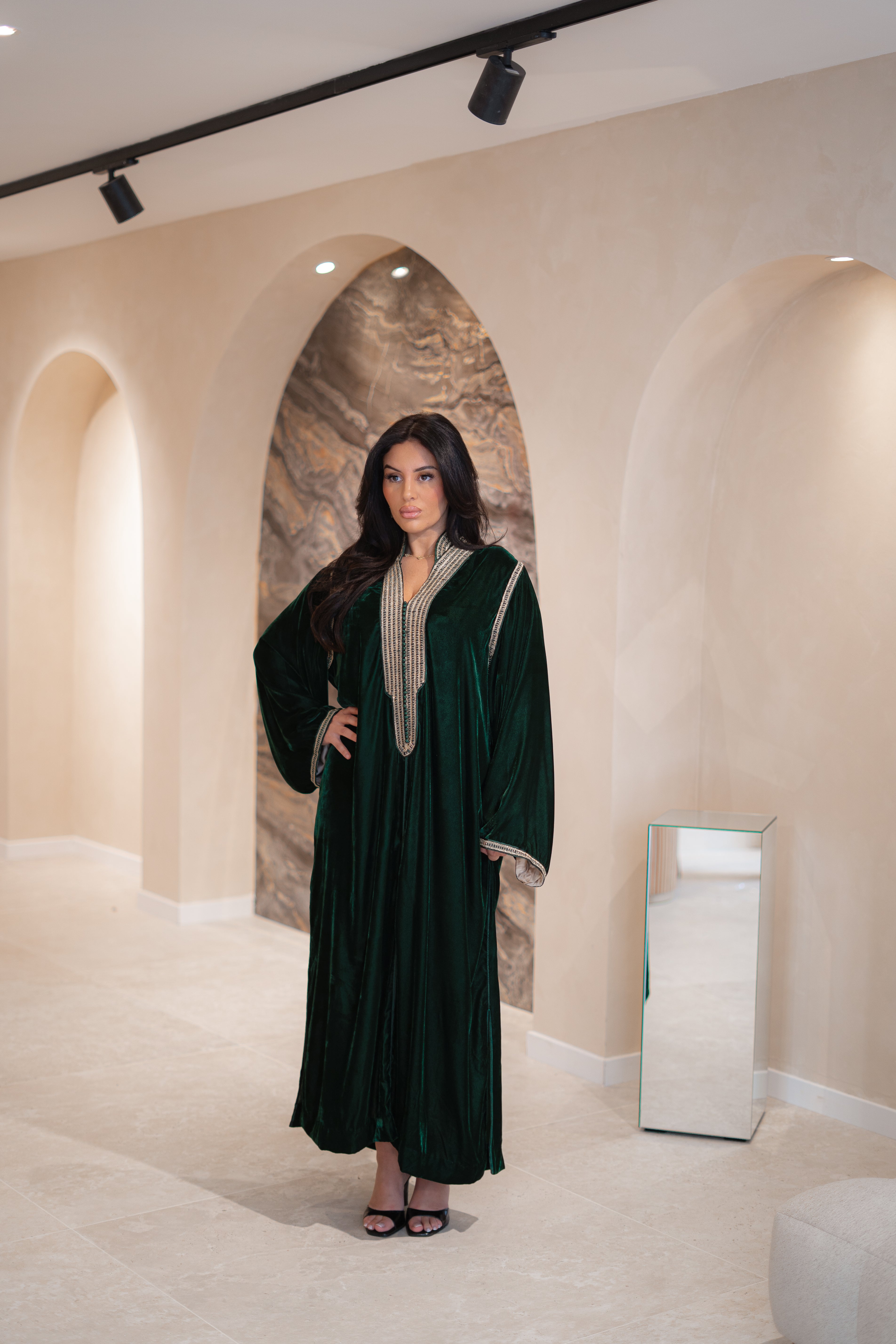 Gandoura Ismahane en velours de soie
