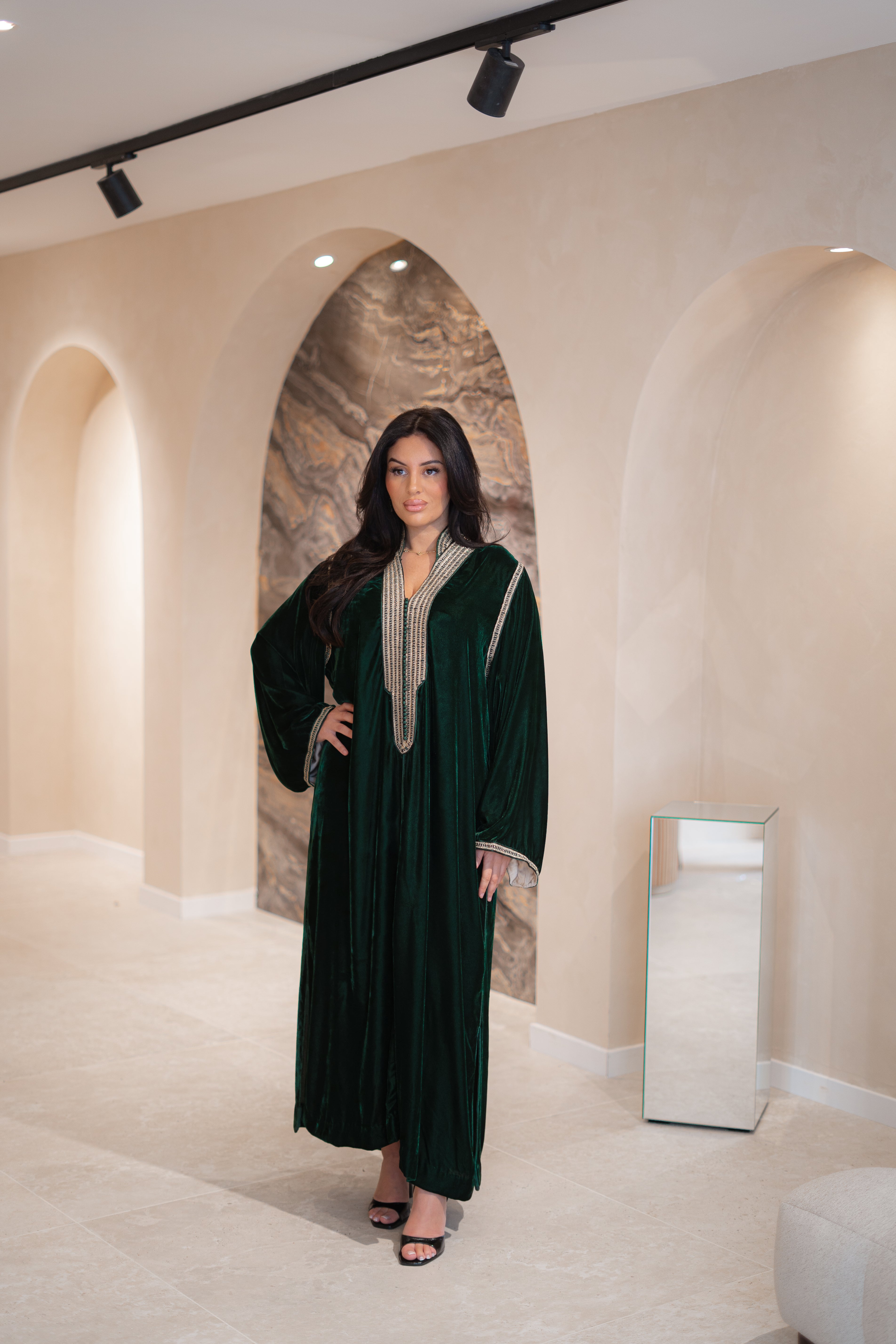 Gandoura Ismahane en velours de soie