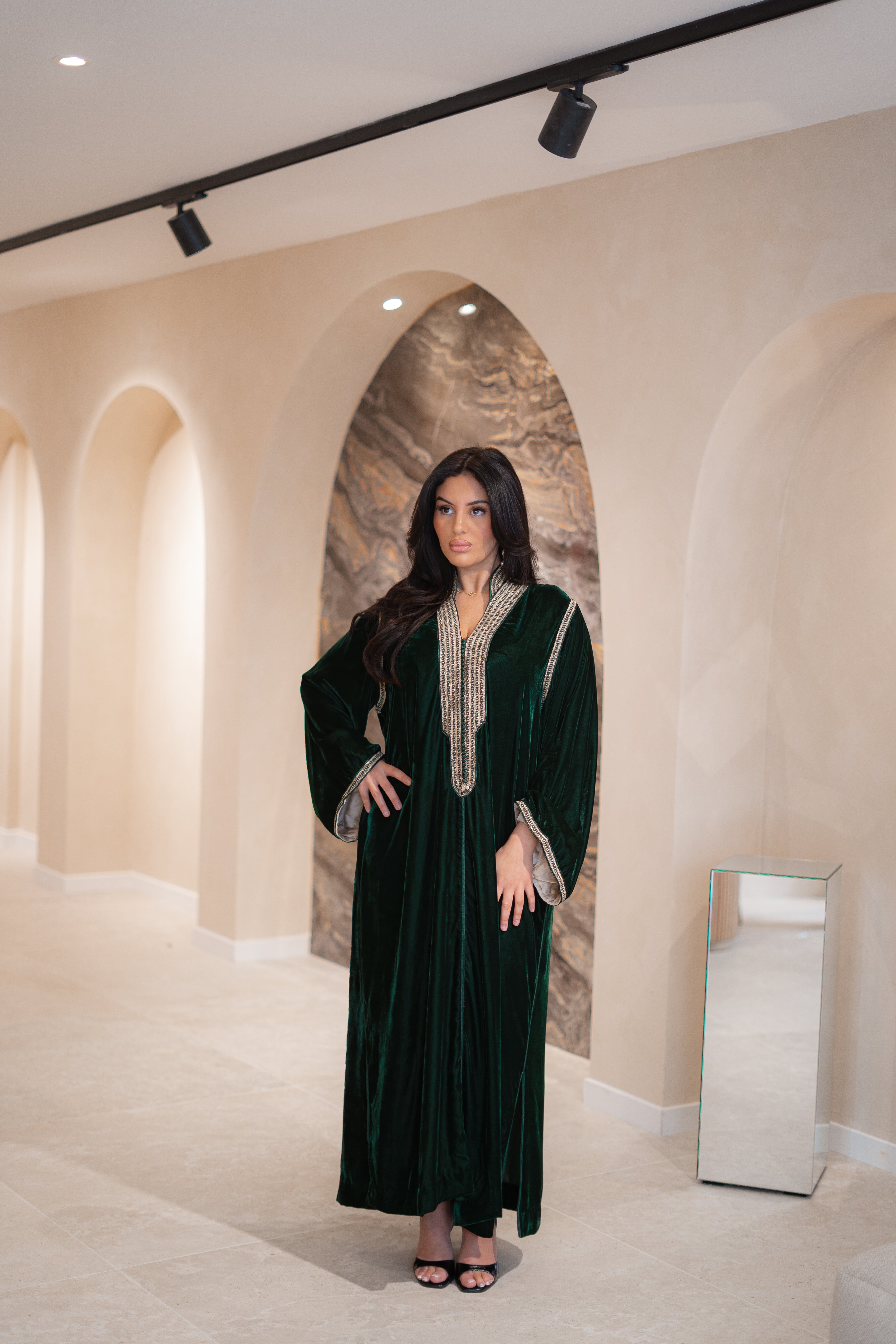 Gandoura Ismahane en velours de soie