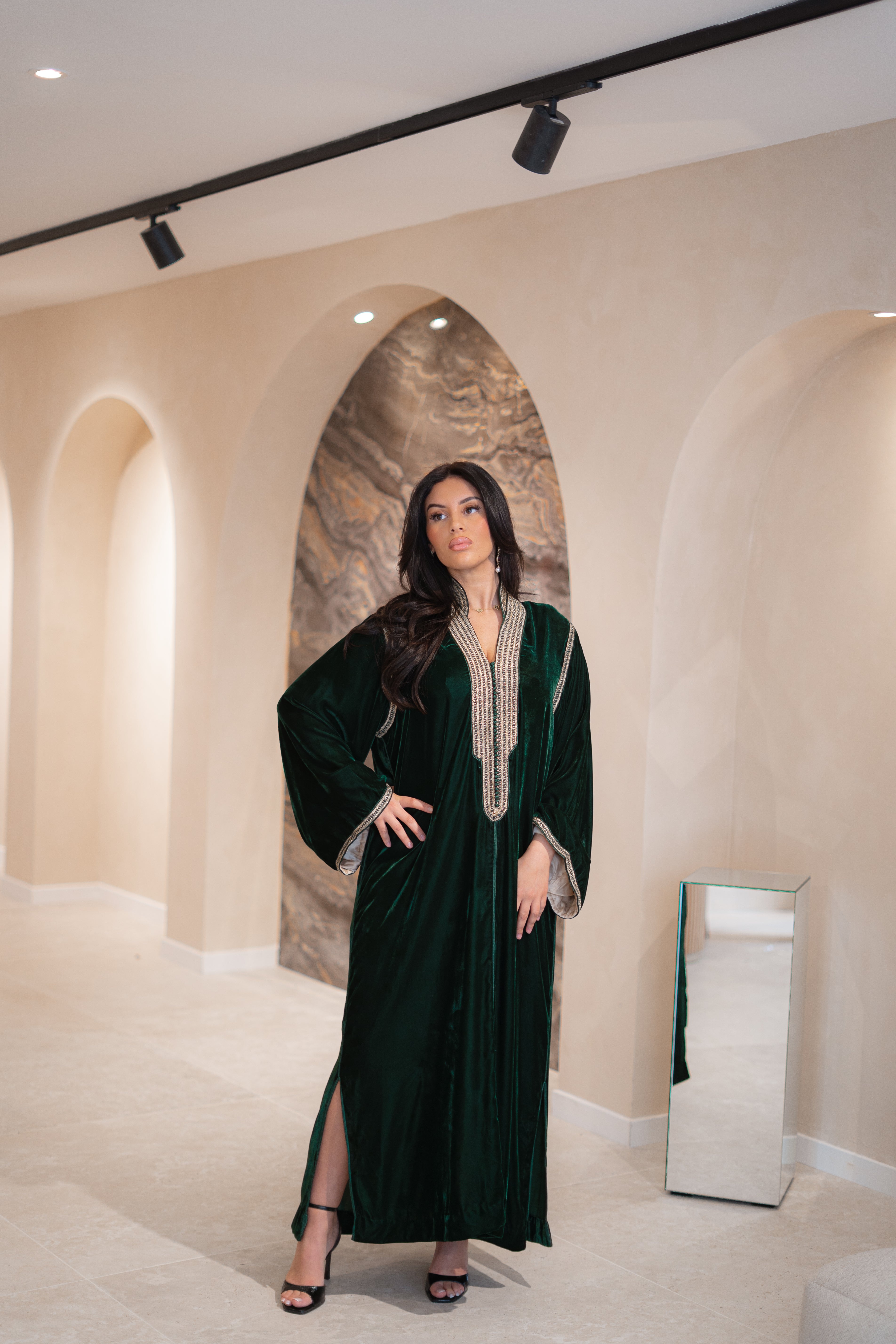 Gandoura Ismahane en velours de soie