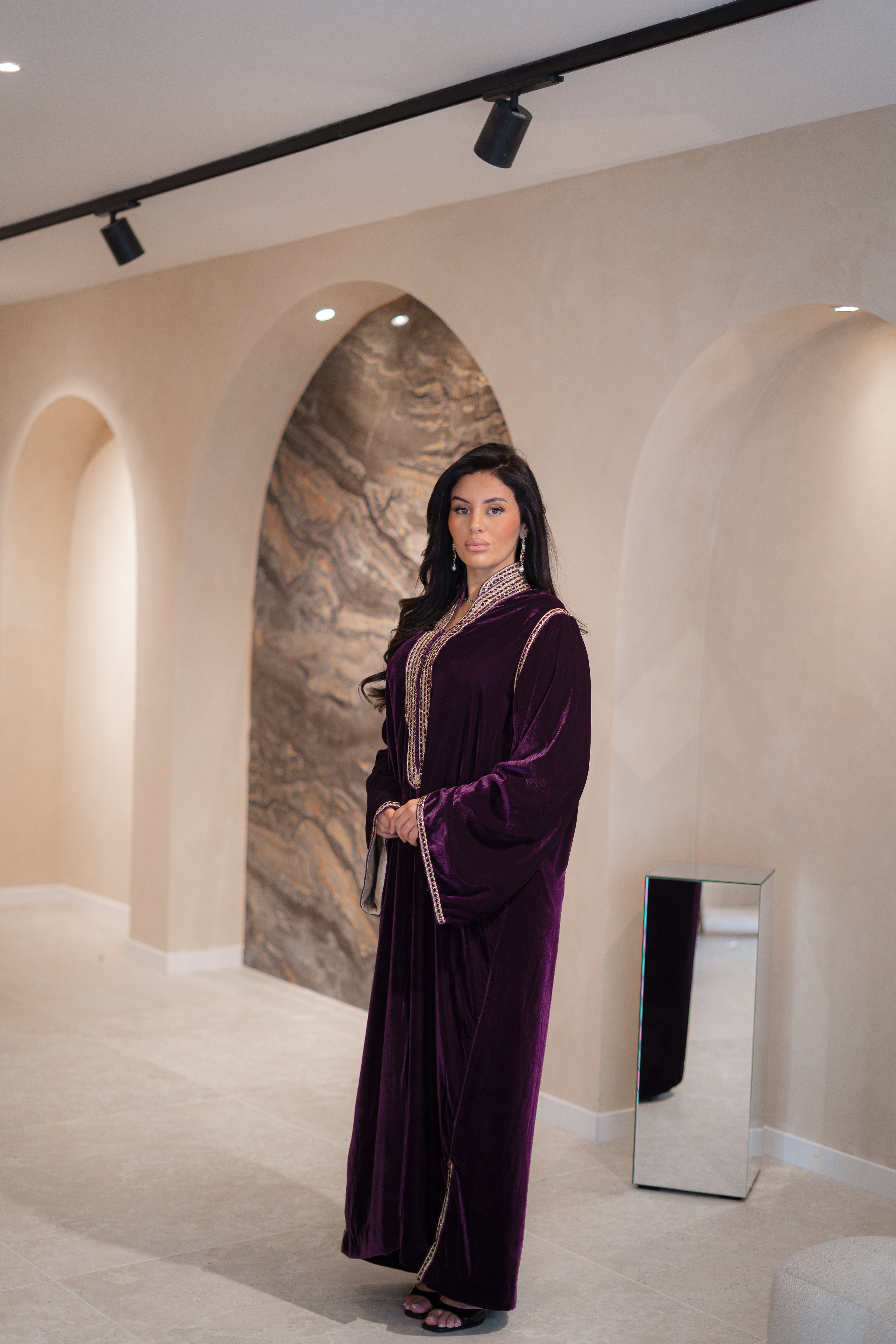 Gandoura Youssra en velours de soie